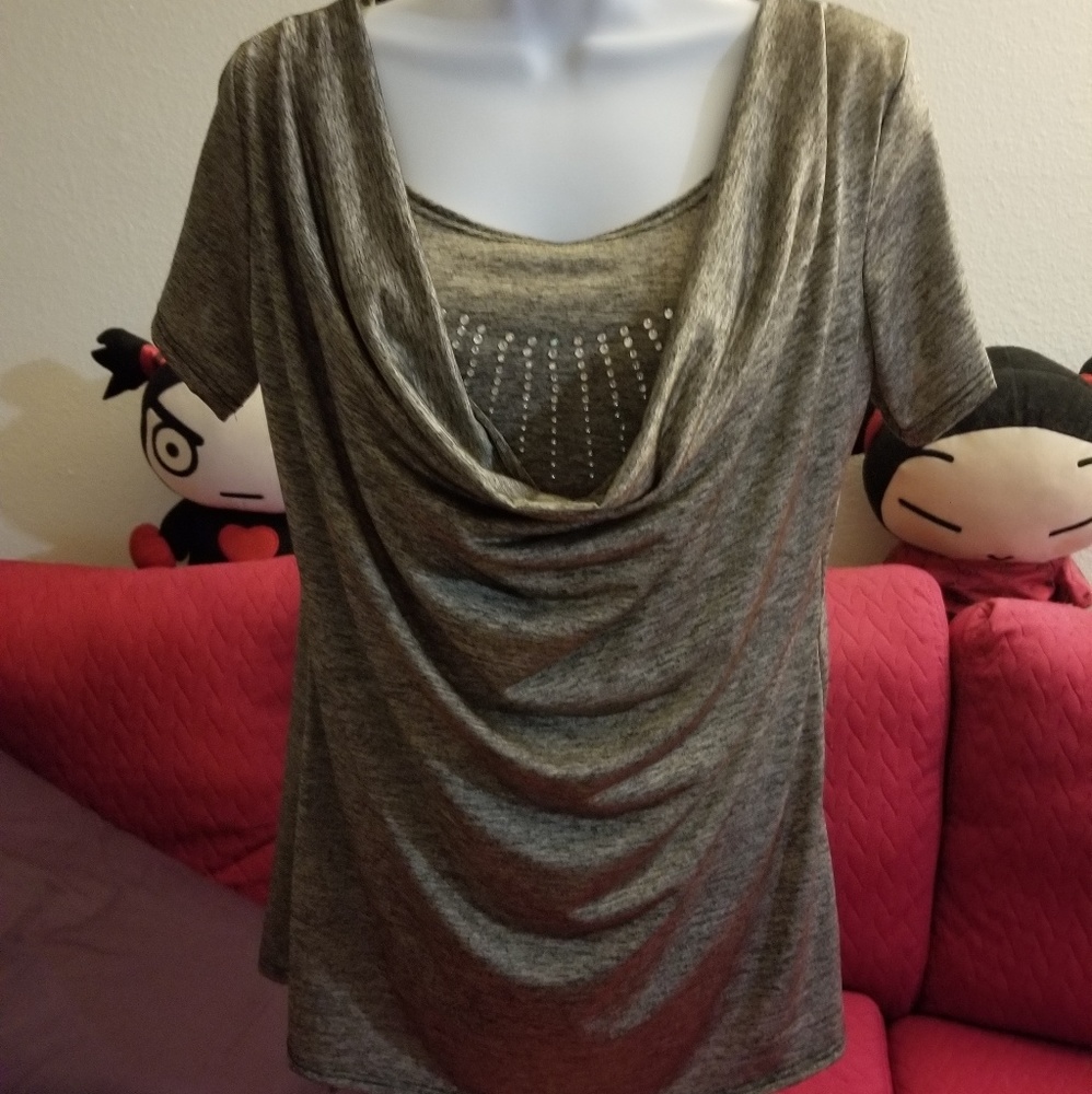 Gorgeous silver/grey with Crystals blouse
